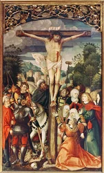 Retablo que muestra la vida de Cristo, (detalle) de la Crucifixión, 1508-17